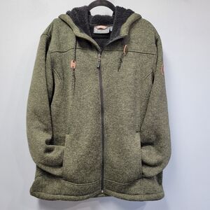 Free Country Olive Green Sweater Knit Fleece Jacket